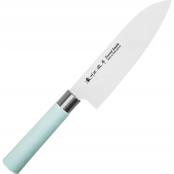 Kuchyňský nůž Satake Macaron Blue Japonský Ostrý Nůž Kuchyňský Santoku Na Zeleniny 17 cm