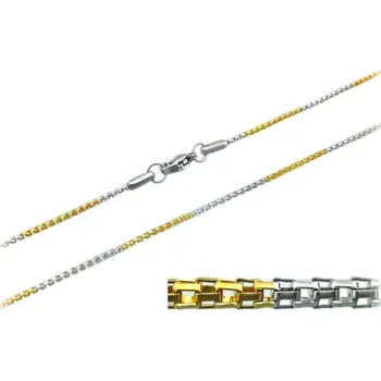 Řetízek Ocelový náhrdelník s řetízkem v kombinaci stříbrné a zlaté barvy, délka 450 mm, šířka 1.4 mm.