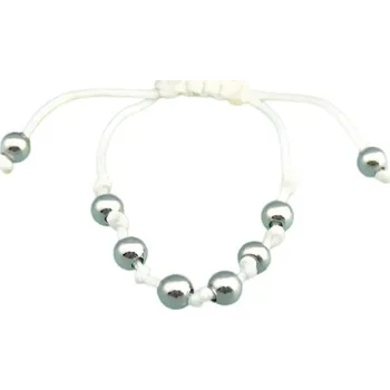 Náramek Náramek s korálky 6mm v stříbrné barvě, nastavitelný, elegantní design, ideální pro každodenní nošení.