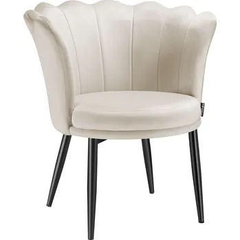 Jídelní set TecTake GmbH 405917 křeslo stella, silné polstrování, 67x64x76cm - sametově krémová/černá