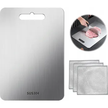 Kuchyňské prkénko PRKÉNKO NA KRÁJENÍ MASA RYB ZELENINY Z NEREZOVÉ OCELI VELKÉ 28x39 cm