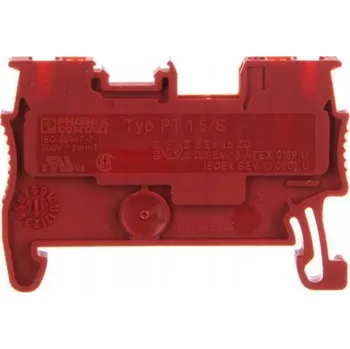 Průchozí svorkovnice na DIN lištu, 2vodičová, 0,14-1,5mm2, červená, Ex PT 1,5/S RD