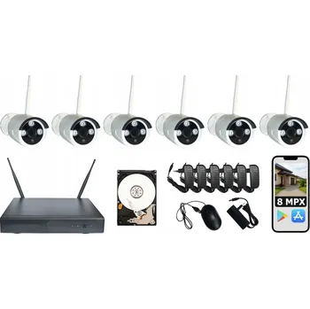 Bezpečnostní kamera SADA 6 BEZDRÁTOVÝCH VENKOVNÍCH KAMER PRO MONITORING 8 MPX VELKÝ DISK