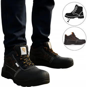 Pracovní obuv KOŽENÉ PRACOVNÍ BOTY S3 NOSEK + VLOŽKA PROTI PROPÍCHNUTÍ vel. 45