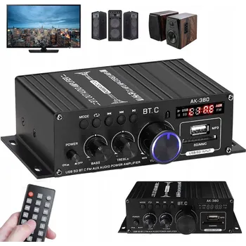 Hi-Fi komponenty MINI STEREO ZESILOVAČ S BLUETOOTH RCA AUX USB SD TF KARTOU FM RÁDIEM