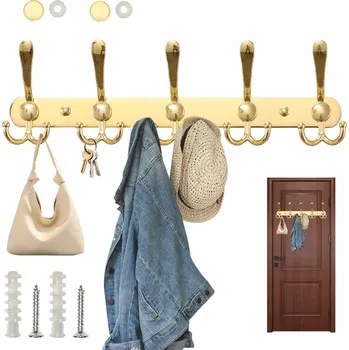 Věšák Nástěnný věšák na oblečení 5 háčků z nerezové oceli, nosnost 20 kg