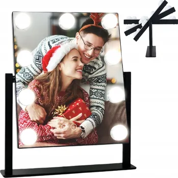 Zrcadlo Kosmetické zrcadlo Hollywood stojící zrcadlo s LED osvětlením pro make-up, 9 žárovek