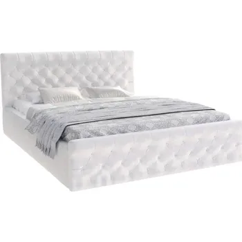 Postel Čalouněná postel CHICAGO EKO KŮŽE 140x200 s kovovým zdvižným roštem BÍLÁ