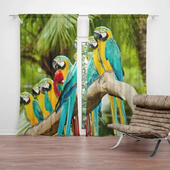 Závěs Sablio Závěs Papoušci na větvi: 2ks 140x250cm