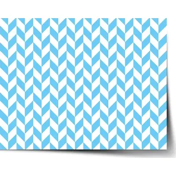 Plakát Sablio Plakát Modrobílé kosodélníky - 60x40 cm