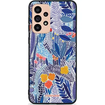 Pouzdro na mobilní telefon Lesklý kryt Mobiwear Glossy - Samsung Galaxy A33 5G - G037G - Modrá květena (Prémiové lesklé pouzdro, obal, kryt Mobiwear Glossy na mobil Samsung Galaxy A33 5G - G037G - Modrá květena, materiál Plast + TPU silikon - krytí po všech stranách, neošoupatelný)