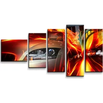 Obraz Sablio Obraz - 5-dílný Auto v plamenech - 100x60 cm