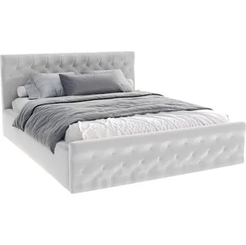 Postel Čalouněná postel CHICAGO EKO KŮŽE 180x200 s kovovým zdvižným roštem SVĚTLE ŠEDÁ