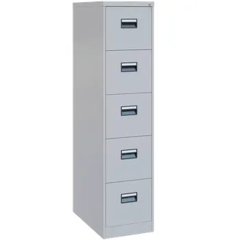 Kartotéka JP - 451 kartotéka 5-zásuvková, úchytky černý plast, 1631x620x390 mm, šedá