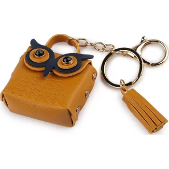 Přívěsek minikabelka na batoh / klíče sova - 2 béžová tm.