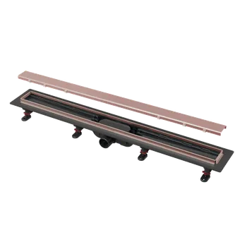 ALCA Podlahový žlab s nerezovým okrajem pro oboustranný rošt, RED GOLD-kartáčovaný mat APZ20-650-RG-B