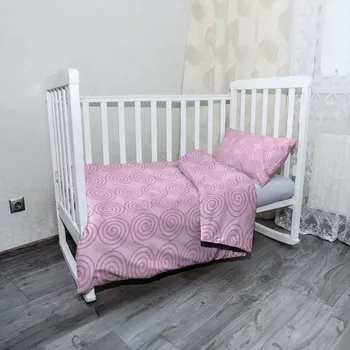 Povlečení Sablio Mikroplyšové dětské povlečení do postýlky Růžové spirály - 120x90 / 40x60