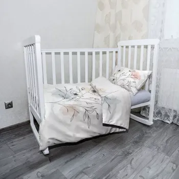 Povlečení Sablio Dětské povlečení do postýlky Květinová linie - 120x90 / 40x60