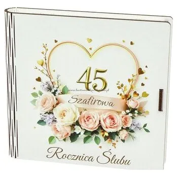 Set školních potřeb Pudełko drewniane z książeczką 45 rocznica ślubu (15x15x2cm) - ..