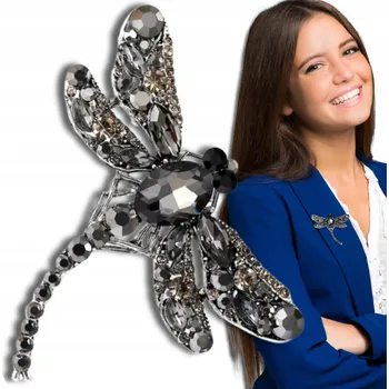 Brož VÁŽKA Brož se zirkony, hmyz, retro boho styl Černá