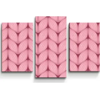 Obraz Sablio Obraz - 3-dílný Růžové pletení z vlny - 75x50 cm