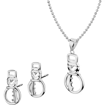 Souprava šperků Stříbrné náušnice, přívěsek a řetízek - souprava - sněhuláci - KPL529-3308