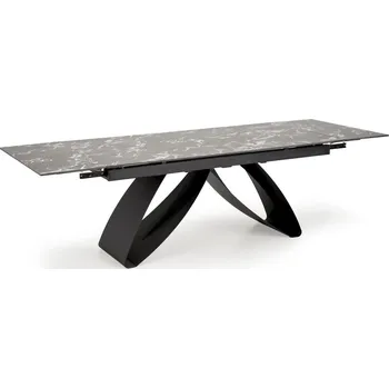 Jídelní stůl Rozkládací stůl HILARIO černý mramor / černý - Halmar Černá 180x75 cm