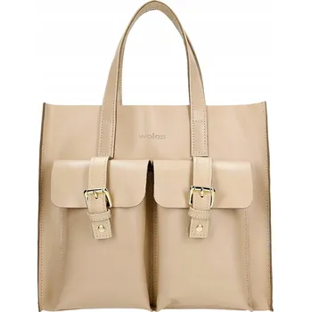 Kabelka Wojas kabelka z pravé lícové kůže béžová