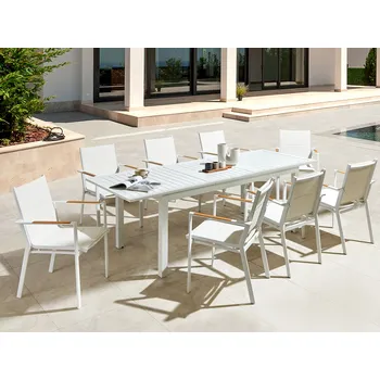 Zahradní stůl Venkovní rozkládací stůl bílý hliníkový 180/240 x 90 cm výsuvná deska zahradní nábytek zahrada Beliani