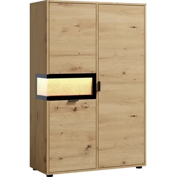 Knihovna Vitrína nízká artisan/přírodní EVOLUTION EV/2a