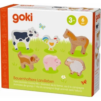 Dřevěná hračka Dřevěné figurky zvířat z farmy Goki