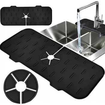 Odkapávač na nádobí SILIKONOVÁ PODLOŽKA DO KUCHYNĚ NA DŘEZ KOHOUTEK ODKAPÁVAČ OCHRANNÁ ČERNÁ