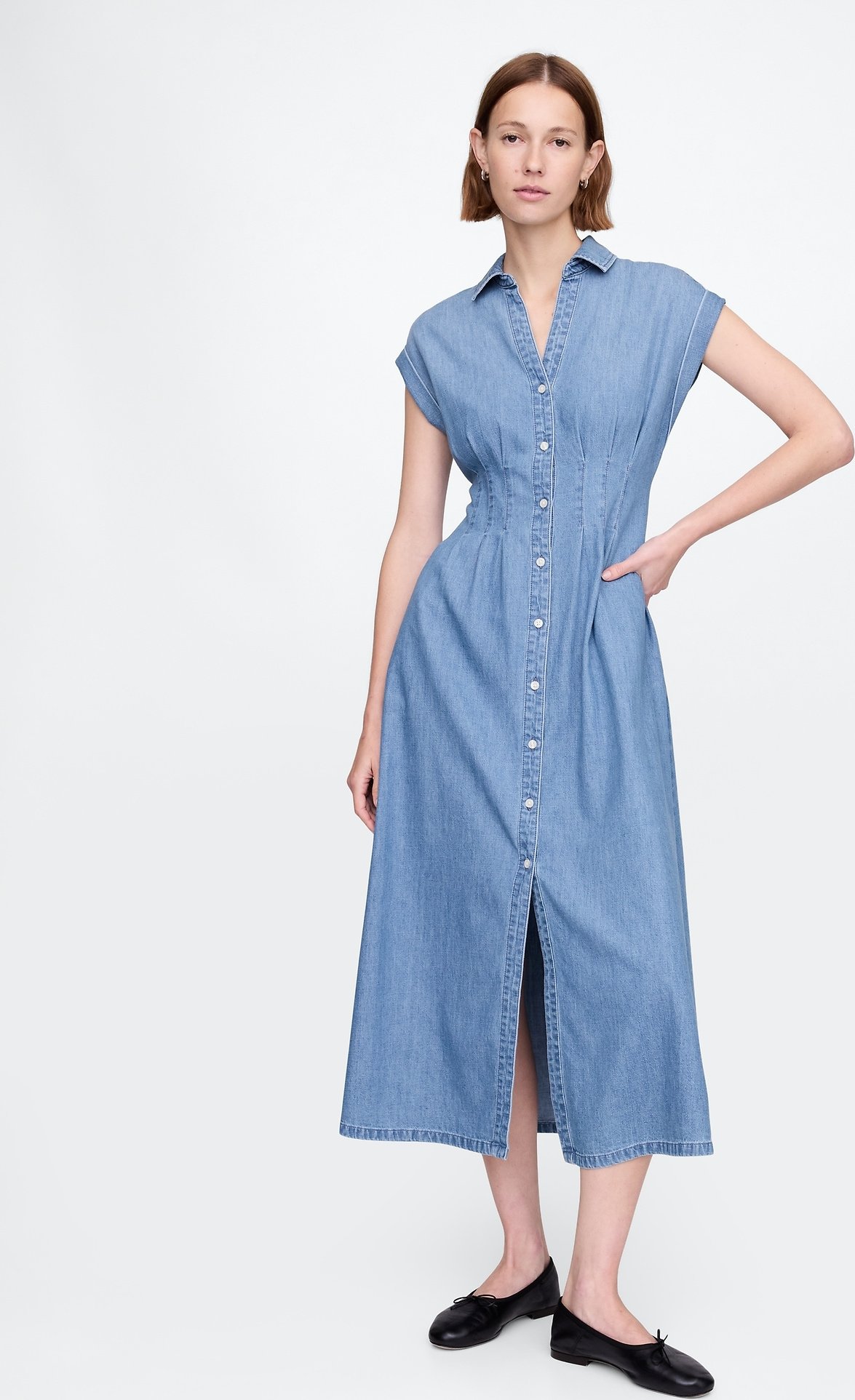GAP Dámské Džínové košilové maxi šaty Americana 717176-00 Velikost: XXS