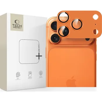 Náhradní díl pro mobilní telefon Ochranné sklo pro zadní kameru Tech-Protect Camfull Fit+ iPhone 17 Pro Max Cosmic Orange