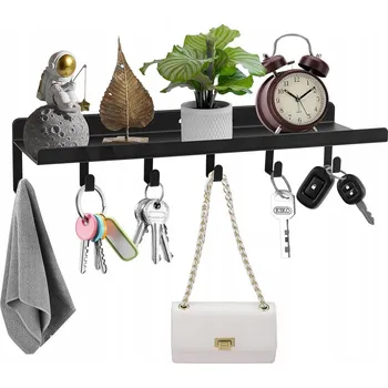Věšák Sada 2 ks věšák na klíče na zeď s poličkou, 6 háčků, multifunkční