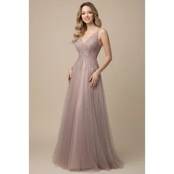 Dámské šaty DIVA Plesové šaty CLEMENTINA starorůžové Barva: Růžová, Velikost: XL