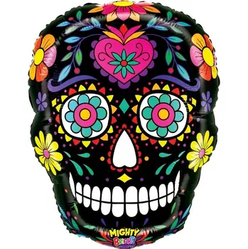Party dekorace Fóliový balonek Sugar Skull Mighty Black – 66 cm