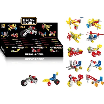 autíčko Teddies Stavebnice dopravní prostředek kov/plast v krabičce 11x6cm mix druhů