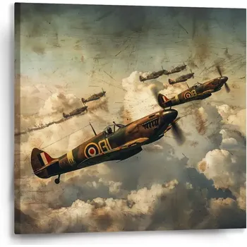 Obraz Sablio Obraz Stíhačky Spitfire v letecké bitvě - 50x50 cm