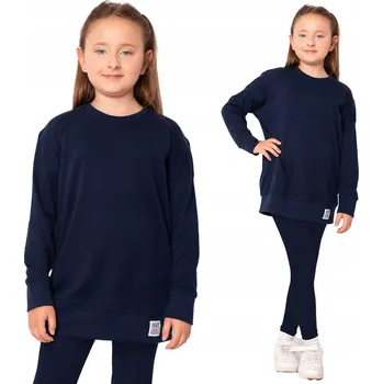 Chlapecká mikina MAZE DĚTSKÁ BAVLNĚNÁ MIKINA BASICKIDS OVERSIZE TMAVĚ MODRÁ 158