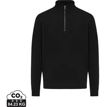 Pánský svetr Svetr se čtvrtečním zipem IQONIQ Elgon z recykl. bavlny - Černá / 5XL
