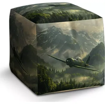 Taburet Sablio Taburet Cube Bojové letadlo v horách: 40x40x40 cm