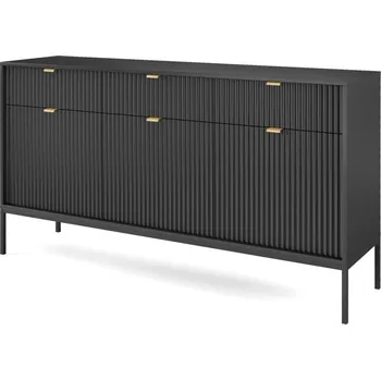 Komoda Tří&shy;dveřová komoda se zásuvkami do obývacího pokoje Nova - Meble Piaski černá 154x83 cm