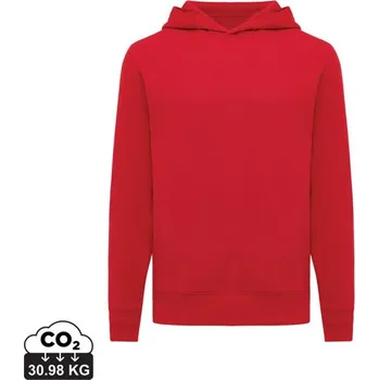 Pánská mikina Mikina s kapucí a bočními kapsami IQONIQ Yengo z rec. bavlny - Červená / M