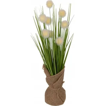 umělá květina UMĚLÁ TRÁVA V JUTOVÉM KVĚTINÁČI 42 CM ZELENÁ, PRŮMĚR 20 CM