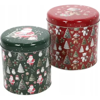 Dóza na potraviny VÁNOČNÍ DÓZY NA POTRAVINY 2 KS NEREZOVÁ OCEL ČERVENÉ ZELENÉ