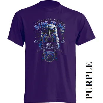 Pánská móda panske-levne-bavlnene-tricko-potisk-chopper-orel-vlajka Barva: Purple - purpurová, velikost: L