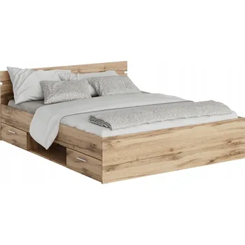 Postel Dvoulůžková postel imitace dřeva Kondela 160x200 cm dub wotan