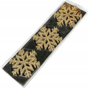 Vánoční dekorace OZDOBA VÁNOČNÍ KOULE NA VÁNOČNÍ STROMEK SNĚHOVÁ VLOČKA 8,5 CM NEROZBITNÁ SADA 9 KS