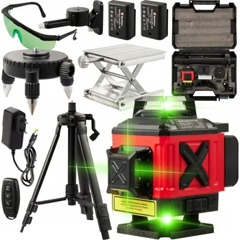 Měřící laser Laserová vodováha 16 linií 4D Křížový laser 360 Zelený Stativ Sada